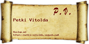 Petki Vitolda névjegykártya
